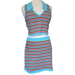 Wild Fable Cropped Jacquard Polo Sleeveless Sweater & Skirt Set - XL